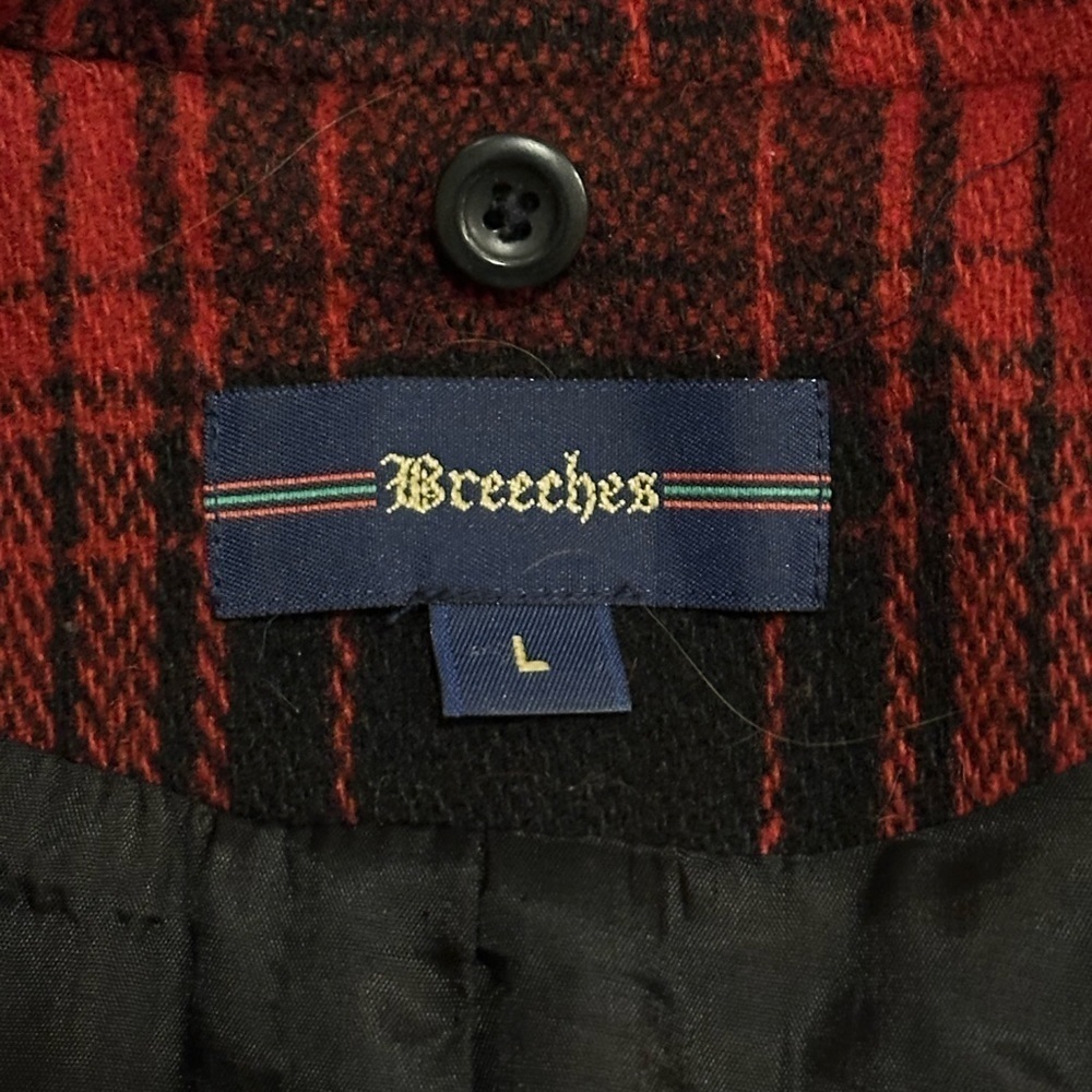 Vintage Breeches Women’s Wool Red/Black Plaid Zip Jacket with Pockets Size L‌‌ - Picture 10 of 10